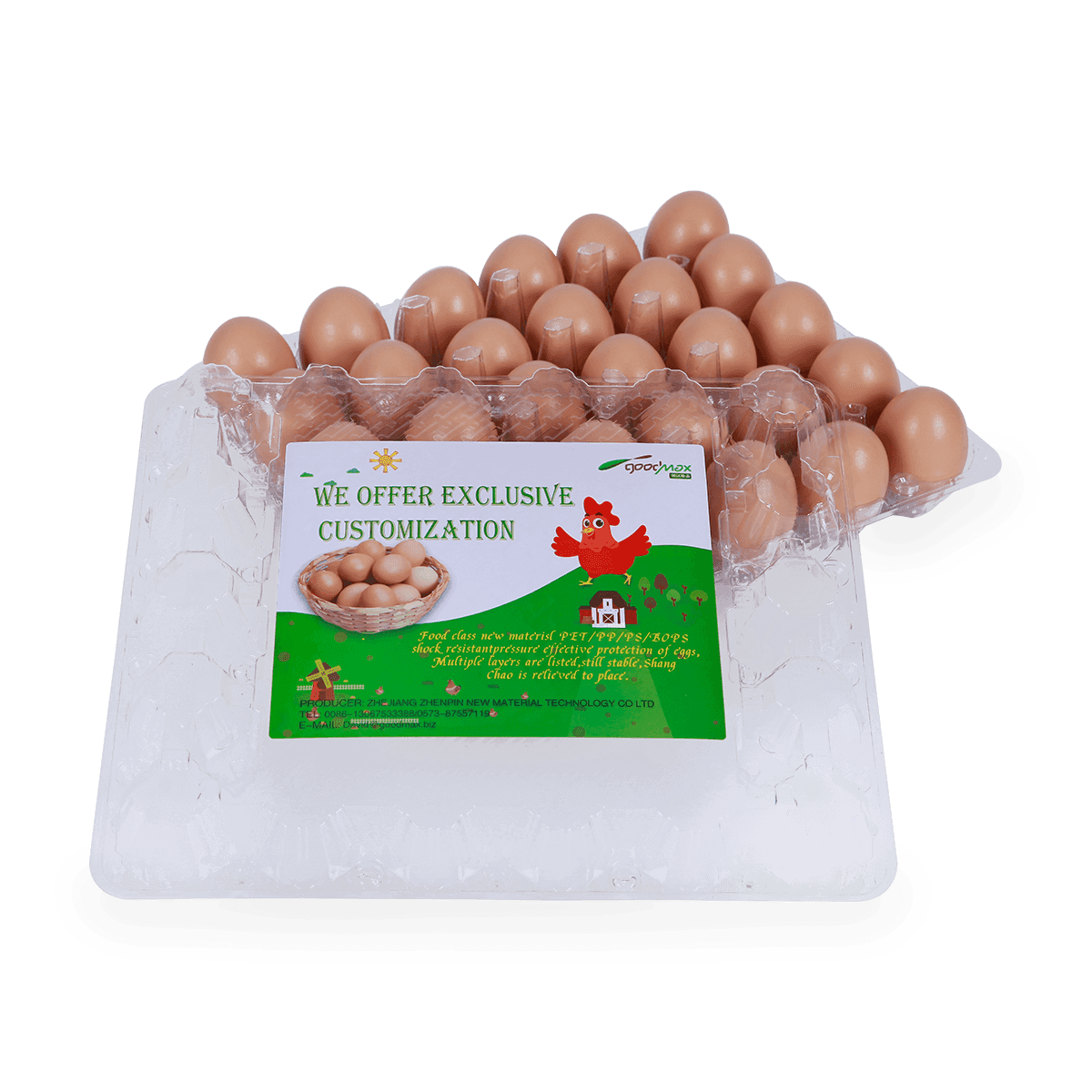100% recyclabe 6 12 18 20 24 25 cells labeled  plastic Egg Cartons