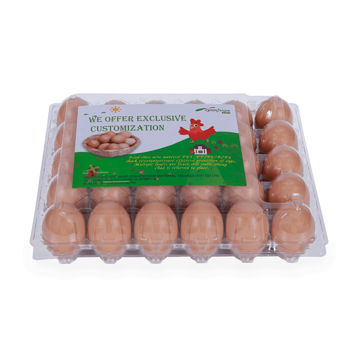 100% recyclabe 6 12 18 20 24 25 cells labeled  plastic Egg Cartons