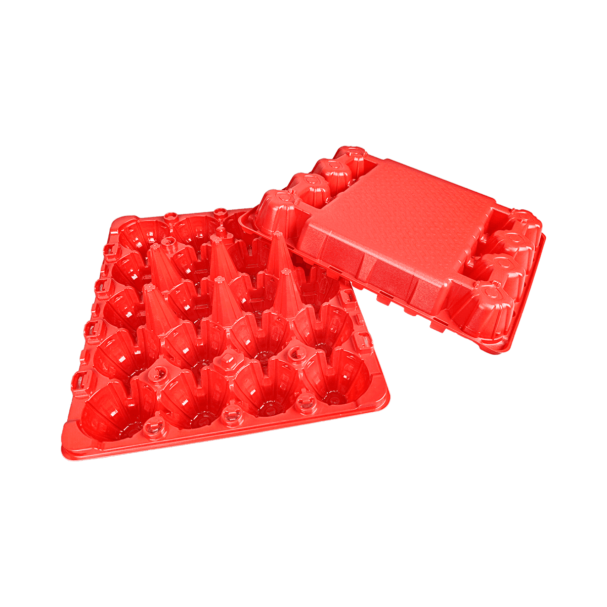 Reusable Matte Red PET 20 Egg Cartons Suitable For Home Pasture Chicken Farms, Commercial Market Displays