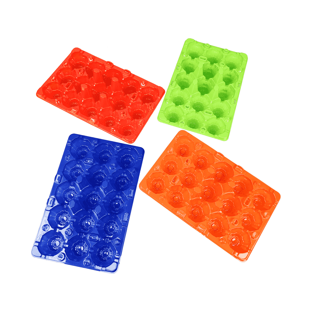 Colored bottom and transparent lid PET 15 egg cartons suitable for home storage