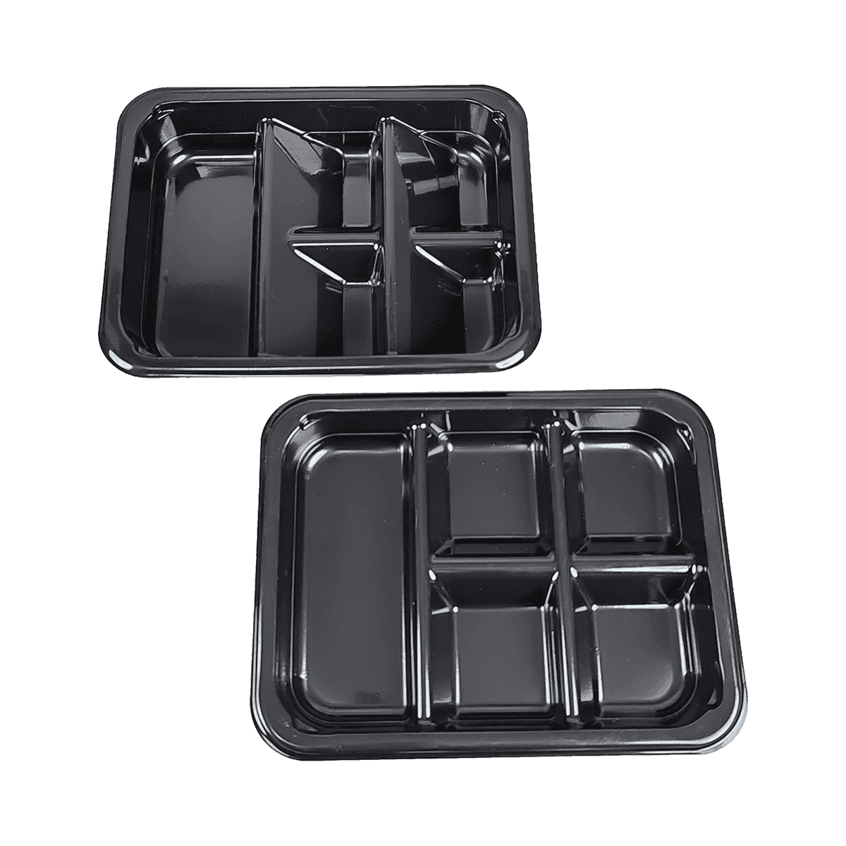 ZK-CPET-016 Disposable 5 Compartment Shrink Packaging Black CPET Packaging Containers
