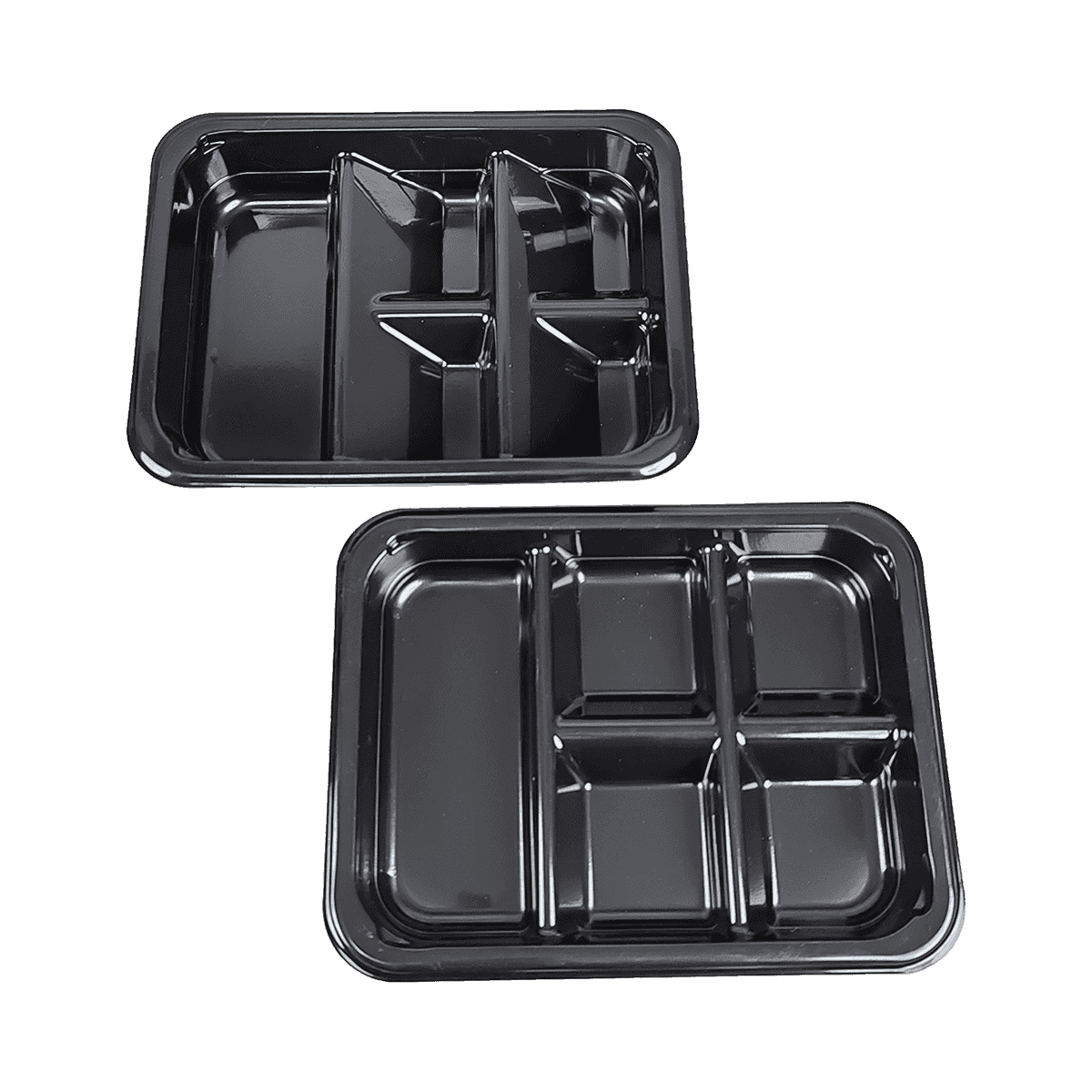 ZK-CPET-016 Disposable 5 compartment shrink packaging black CPET packaging containers