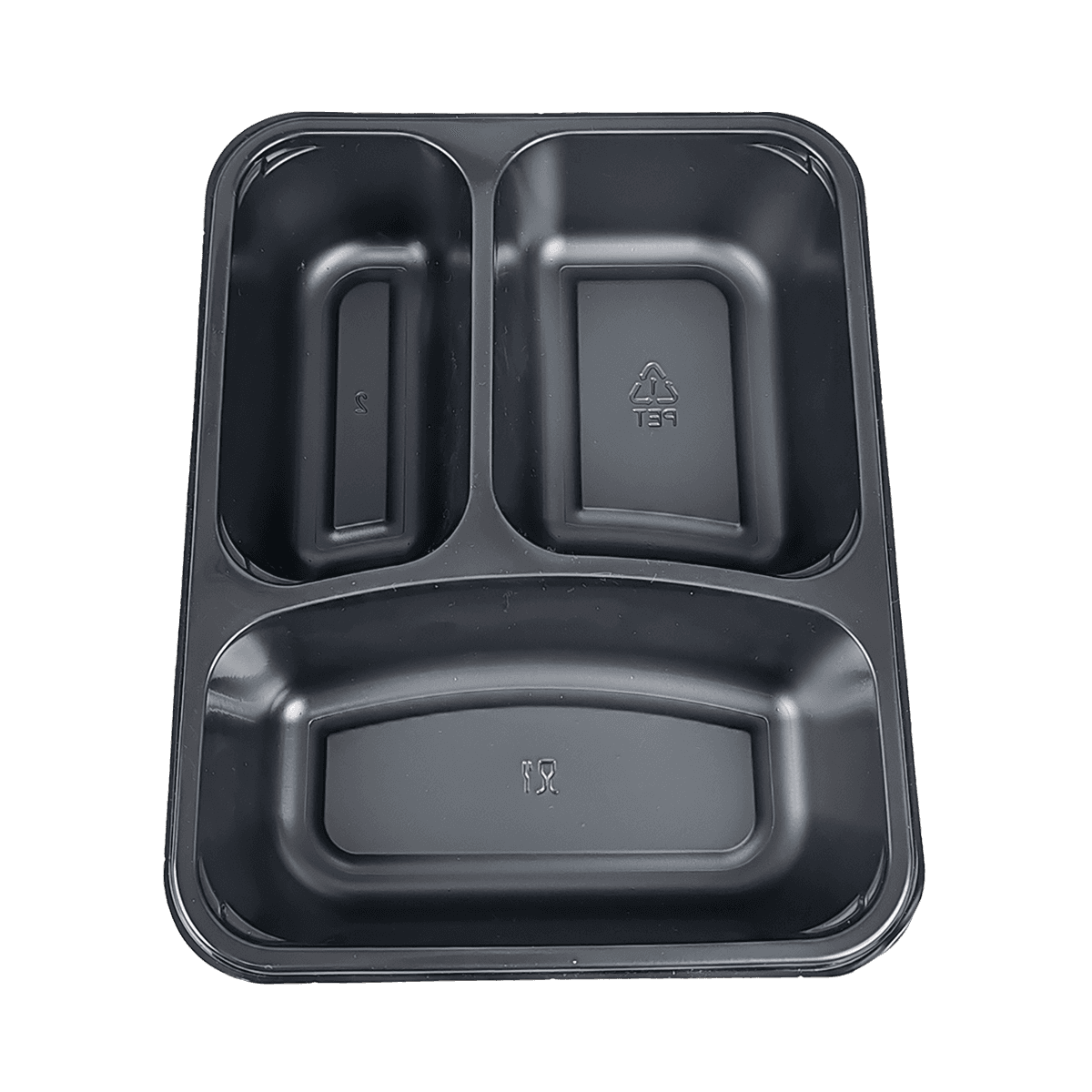 ZK-CPET-017 Reusable 3 Compartments For Takeaway Black CPET Packaging Containers